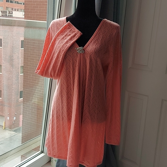 Garnet Hill lacey cashmere cardigan